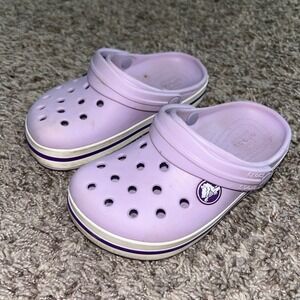 Crocs Kids Crocband Clog Lavender White Sneakers Shoes Size 9 Toddler